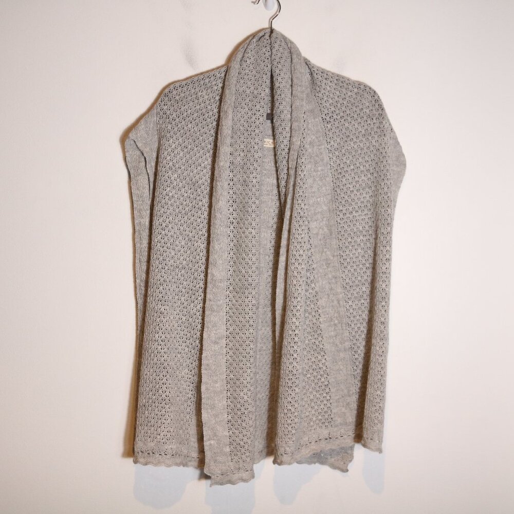 Novica Alpaca Wool Pointelle Open Knit‎ Shawl Warp Sweater Gray One Size Peru